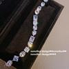 Pulseira de mulher rica banhada a ouro branco 18K cristal gema em forma de diamante de alto carbono Amor quadrado Oval gota d'água zircônia pulseira