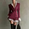 Vestido Blazer Elegante de Nuevo Estilo Europeo y Americano para Viajes de Negocios 2026 con Retazos Únicos y Bloques de Color Vestido de Manga Larga para Mujer, Hecho a Medida