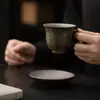 Caneca de Café Verde Mago Manruo Xícara de Chá da Tarde com Pires Conjunto Cerâmica Forno de Pedra Antiga Xícara de Chá Pequena Xícara Pessoal