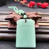 Colar com Pingente de Repolho de Jade Sintético Pingente Pixiu Kirin de Jade Sintético Corrente de Lã Verde Escuro Cartão Vazio Pingente de Buda Joias