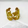 Pulseira de Aço Inoxidável Folha de Ginkgo Jinying Ins Vazada Aberta Design Exagerado de Nicho Pulseira Estilo Europeu e Americano Não Desbota