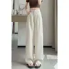 Pantalones Finos de Lino de Pierna Ancha para Mujer, Traje de Algodón y Lino, Pantalones Casuales de Seda Helada de Cintura Alta para Mujer, Novedad Verano 2026