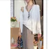 Cárdigan de Lyocell con Protección Solar para Mujer, Nuevo Estilo Otoño, Chal Adelgazante Talla Grande, Ropa con Protección Solar, Chaqueta Fina Transpirable de Tencel con Cuello en V