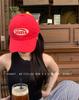 Gorra de béisbol roja coreana para mujer, con parche informal, versátil, de parte superior suave y visera grande, para primavera y verano, para hombre
