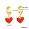 Pendientes de Gota de Aceite en Forma de Corazón de Venta Caliente Transfronterizos Diseño Ins Pendientes de Corazón Dulce Color Melocotón Pendientes de Acero Inoxidable para Mujer