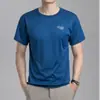 Camiseta Masculina de Verão com Sensação de Gelo, Manga Curta, Gola Redonda, Malha, Respirável, Esportiva, Fitness, Moda Casual, Cor Sólida, Manga Meia