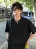 Fabricante Original Verão Masculino Manga Curta Gola V Estilo Coreano Tendência Cor Sólida Roupa Masculina Camisa Básica Preta e Branca