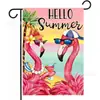 Banderas de Jardín de Verano Nuevas y de Gran Venta Transfronterizas: Banderas Decorativas de Playa Hawaiana con Flamenco y Sandía para el Sol de Verano