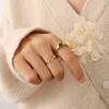 Anillo Misterio Ins Francés Nuevo Diamante Verde Circonita Incrustada Elegante y Elegante Acero de Titanio Chapado en Oro de 18 Quilates