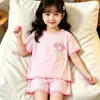 Conjunto de Pijama de Verão para Meninas, Pijama Nuvem de Algodão Color Block, Shorts de Manga Curta, Conjunto Fino para Ar Condicionado para Bebês Meninas