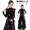 Disfraz de Rendimiento Estilo Punk para Niñas de Otoño Negro Hueco Manga Larga Calle Fresco Jazz Danza Rendimiento Set Disfraz de Rendimiento