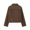 Para Ropa Europea y Americana Transfronteriza Aliexpress Popular Chaqueta Corta de Gamuza de Ciervo Marrón