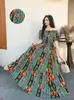 Vestido de Praia para Férias na Costa de Yunnan Vestido Floral de Algodão e Seda Vestido de Verão Feminino Peça de Sobrepor Estilo Boêmio Atacado