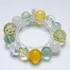 Estilo Hielo Triturado Amarillo-VerdeSerie de Fluorita Verde de Cristal Natural Pulsera de Moda para Mujer, Pulsera Versátil al por Mayor