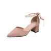 Zapatos de Tacón Alto para Mujer 2026 Estilo Nuevo Estilo Hada Tacón Medio Tacón Grueso 5cm Punta Fina de Niña Zapatos de Perla Francesa para Mujer