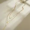 Collar Metálico de Tres Capas Transfronterizo Europeo y Americano Cadena Larga para Clavícula de Disco Bohemio Cadena Larga Versátil para Clavícula