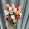Tulipanes Artificiales Mini de PU Premium Transfronterizos, Flores Artificiales para Decoración de Bodas, Decoración del Hogar, Plantas Artificiales, Flores Falsas
