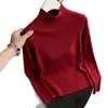 Ropa de Mujer al por Mayor 2026 Primavera y Otoño Nuevo Suéter Estilo Coreano Top de Manga Larga Adelgazante Cuello Semi-Alto Color Sólido Camiseta Básica de Punto