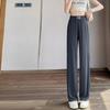 Calça Feminina de Seda de Gelo Wide Leg 2025 Verão Fina Cintura Alta Caimento Proteção Solar Casual Versão Estreita Perna Reta Calça de Chão Calça Feminina Tendência