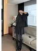 Traje de Suéter 100% Lana Baisiwang para Mujer Invierno Cuello Redondo Suéter de Punto + Falda de Cintura Alta + Chal Conjunto de Tres Piezas
