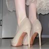 Zapatos de Tacón de Aguja Puntiagudos Versátiles Estilo Lujuria Pura 2025 Nuevos Elegantes de Moda Charol Tacones Altos