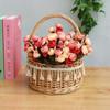 Cesta de Flores de Mimbre de Mano, Cesta de Ratán, Cesta de Almacenamiento para Salida de Picnic de Verano, Cesta de Princesa con Arreglo de Flores Artificiales