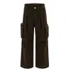 Pantalones cargo de pierna ancha para mujer, color Naranja Juvenil # Azul Francia, con bolsillo tridimensional con cremallera, holgados, adelgazantes, únicos, versátiles, de longitud hasta el suelo