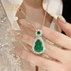 Colar Verde Imperial, Colar de Cabacinha Estilo Chinês, Calcedônia Natural Totalmente Verde, Comparável a Pingente de Colar de Ágata Verde Jade
