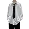 Camisa negra popular 2025 para hombre, camisa de moda estilo coreano minimalista, top de manga larga fresco y elegante estilo Hong Kong y japonés