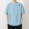 Camiseta de manga corta con cuello redondo para hombre, nueva de verano, color liso, estampada, de alta calidad, casual, holgada, moderna, camiseta top versátil