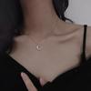 Collar de Luna Creciente de Plata 925 Diseño Nicho ins para Mujer Cadena de Clavícula de Estilo Frío Trendy Celebridad de Internet Cadena de Cuello Simple Elegante