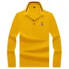 Camiseta de Manga Larga con Bordado de Abeja Estilo Nuevo para Hombres Jóvenes y de Edad Media, Camiseta Básica Casual Simple de Color Sólido, Camisa Polo de Hombre con Cuello Camisero