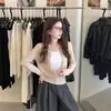 Camisa Polo de Design Andy de Veludo Atacado Transfronteiriço Outono e Inverno, Blusa de Tricô Falsa Duas Peças de Manga Longa para Mulheres com Gola Lapela
