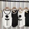 Design Sense Flor Tridimensional Camisole Curto Feminino Verão Novo Doce Spice Girl Cintura Alta Slim Sem Mangas Top Trendy