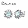 Brincos Desini novos em prata S925 topázio natural azul céu belos estilo ins frio design de nicho