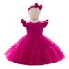 Vestidos de Niña Amazon, Vestidos para Primer Cumpleaños y Bautizo, Vestidos de Princesa al por Mayor, Mangas Cortas Volantes, Vestidos de Malla para Pastel con Adorno para la Cabeza