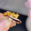 Anillo de Zafiro Amarillo Natural, Gema Grado 5A, Tamaño 3*4mm, Finamente Elaborado en Plata 925