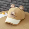 Gorra de béisbol de pana estilo coreano para niños con diseño de oso de dibujos animados para niños y niñas de 2 a 5 años, adecuada para otoño e invierno