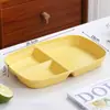 Plato de Cena Dividido de Paja de Trigo, Plato Reductor de Grasa, Plato Rectangular de Arroz de Aspecto Elegante Anti-Caídas, Plato de Desayuno para el Hogar, Plato de Frutas