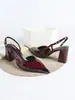 Zapatos de Tacón Alto con Estampado de Leopardo Burdeos, Patchwork, Espalda Descubierta, Gran Tamaño, Comercio Exterior Transfronterizo Europeo y Americano, Sandalias de Tacón Grueso, Zapatos Individuales