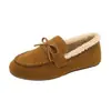 Nuevos Zapatos de Algodón Planos Cálidos Engrosados con Felpa, Estilo Retro, Talla Grande, para Mujer, sin Cordones, de Corte Bajo, para Conducir, Otoño/Invierno 2024