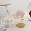 Sombrero de Paja de Dibujos Animados Lindo con Lazo para Niñas, Protección Solar, Protección UV, Combinación Padre-Hijo