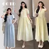 Nueva Colección de Verano 2026: Elegante Vestido de Maternidad con Cuello Redondo, Volantes y Mangas Largas/Cortas, Tallas Grandes