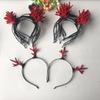Em estoque versão coreana Natal flocagem luminosa chifre tiara grampo de cabelo desenho animado pelúcia luminosa orelha de coelho tiara atacado
