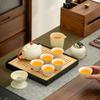 Juego de té completo estilo chino Kung Fu Horno Huangru con cerámica craquelada Elaboración de té con bandeja de té Regalo personalizado para mentores y ancianos
