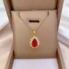 [Aço Titânio] Luxo Rubi Elegante Micro Diamante Colar Feminino Contas de Transferência ins Celebridade Cyber Corrente da Clavícula Acessórios