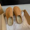Versão de couro de boi de alta carga ~! Sapatos Birkenan Meio Arrastão Femininos Couro Genuíno 2024 Outono e Inverno Novo Slip-on Preguiçoso Masculino Chinelos Baotou