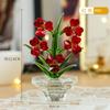 Artesanato em vidro cristal orquídea ornamentos sala de estar mesa ornamentos simples moderno tridimensional fabricantes atacado multicolor