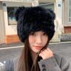 Orejas de Gato Piel de Conejo Sombrero para Mujer en Otoño e Invierno para Heattech, Protección de Orejas Dulce y Linda, Gorro de Lana Tejida a Prueba de Frío con Baotou
