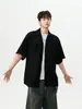 Camisa Cubana de Manga Corta con Diseño de Telaraña Estilo Americano para Hombres y Mujeres, Verano Cleanfit con Diseño Hueco Chaqueta de Media Manga para Parejas